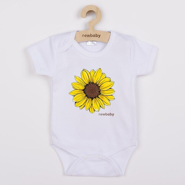 Kūdikių kombinezonas su raštu New Baby Sunflower - trumpomis rankovėmis, 80 (9-12m)