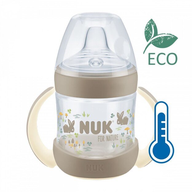 NUK for Nature kūdikio mokymosi buteliukas su temperatūros kontrole 6-18m rudas