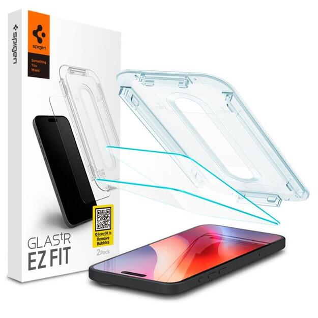 GRŪDINTAS STIKLAS SPIGEN GLASS.TR "EZ FIT" 2 PAKUOTĖS IPHONE 16 PRO CLEAR 16