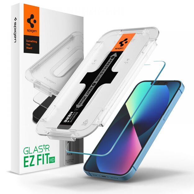 Spigen Glas.TR EZ Fit – grūdintas stiklas Apple iPhone 16e / iPhone 14 / iPhone 13 / iPhone 13 Pro (aiškus) 7