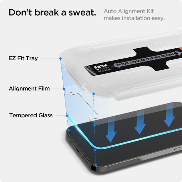 Spigen Glas.TR EZ Fit – grūdintas stiklas Apple iPhone 16e / iPhone 14 / iPhone 13 / iPhone 13 Pro (aiškus) 9
