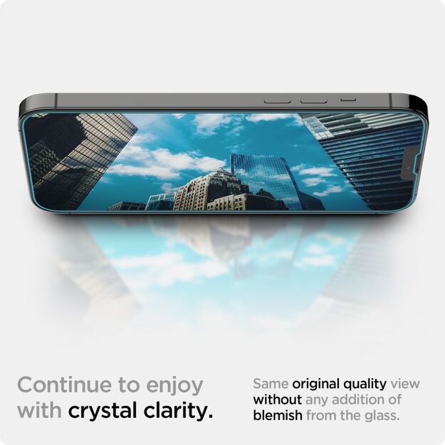 Spigen Glas.TR EZ Fit – grūdintas stiklas Apple iPhone 16e / iPhone 14 / iPhone 13 / iPhone 13 Pro (aiškus) 12