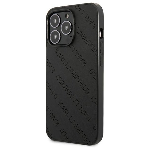 Karlo Lagerfeldo perforuotas dangtelis, skirtas iPhone 13 Pro Max (juodas)