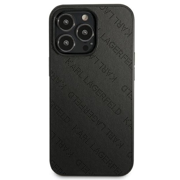 Karlo Lagerfeldo perforuotas dangtelis, skirtas iPhone 13 Pro Max (juodas)