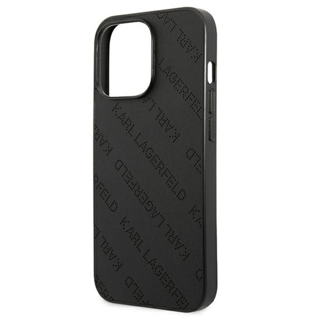 Karlo Lagerfeldo perforuotas dangtelis, skirtas iPhone 13 Pro Max (juodas)