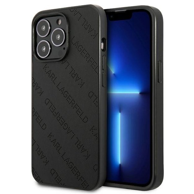Karlo Lagerfeldo perforuotas dangtelis, skirtas iPhone 13 Pro Max (juodas)