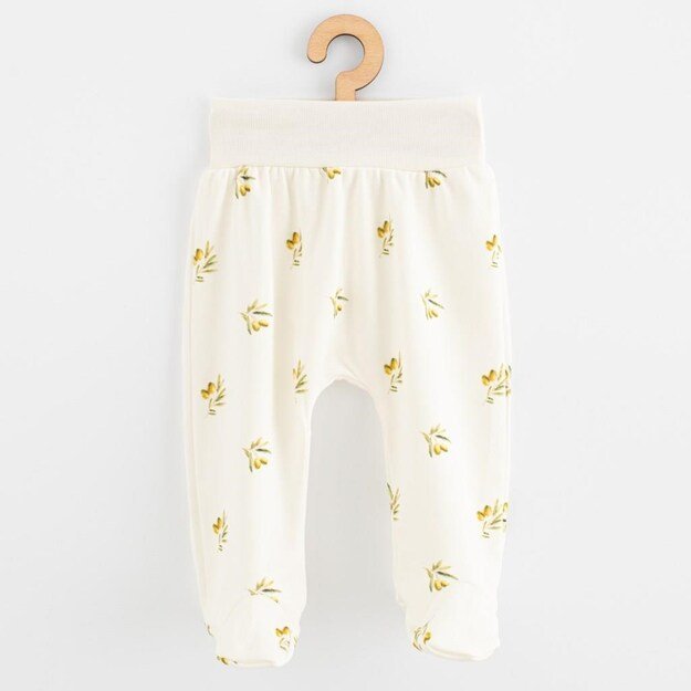 Organinės medvilnės kūdikio kelnaitės su pėdutėmis New Baby Happy Olives, 74 (6-9 mėn.)