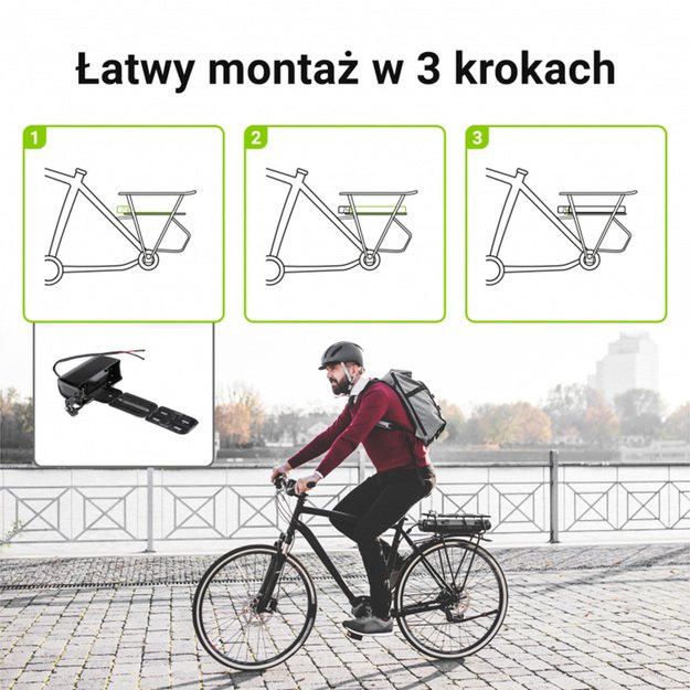 „Green Cell“ – elektrinio dviračio akumuliatorius su įkrovikliu, 36 V, 15 Ah, 540 Wh, ličio jonų, 5,5 x 2,1 mm