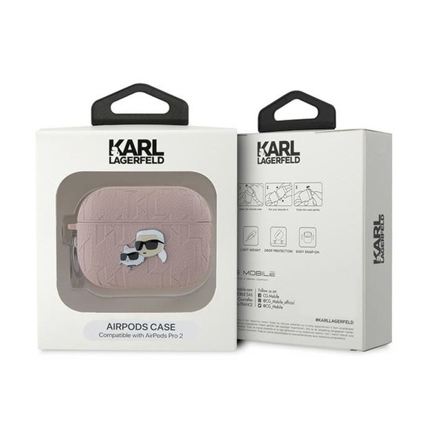 Karl Lagerfeld Monogram Karl & Choupette Head - AirPods Pro 2 dėklas (rožinis) 4