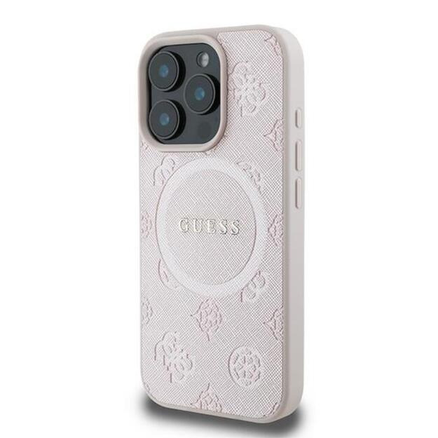 „Guess Saffiano Peony Classic Logo MagSafe“ dėklas iPhone 16 Pro telefonui (rožinis) 7