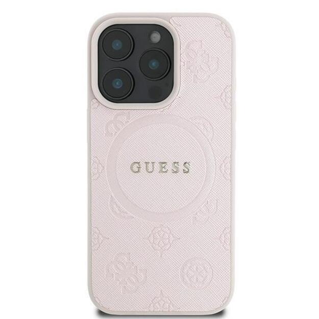 „Guess Saffiano Peony Classic Logo MagSafe“ dėklas iPhone 16 Pro telefonui (rožinis) 8