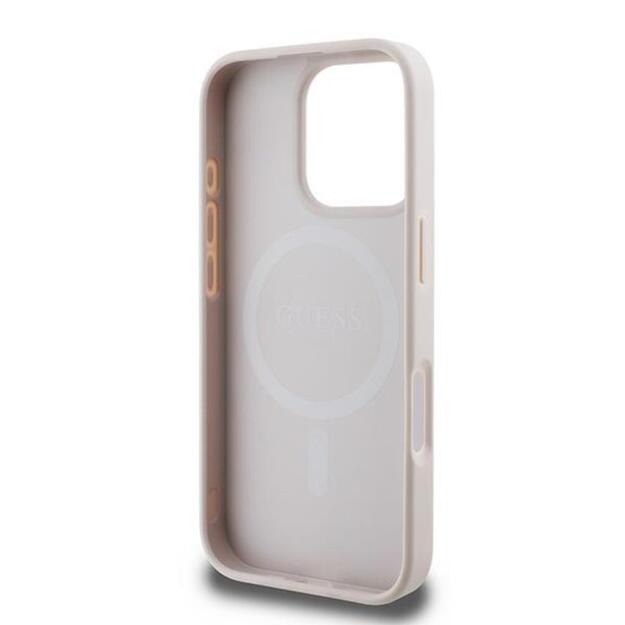 „Guess Saffiano Peony Classic Logo MagSafe“ dėklas iPhone 16 Pro telefonui (rožinis) 2