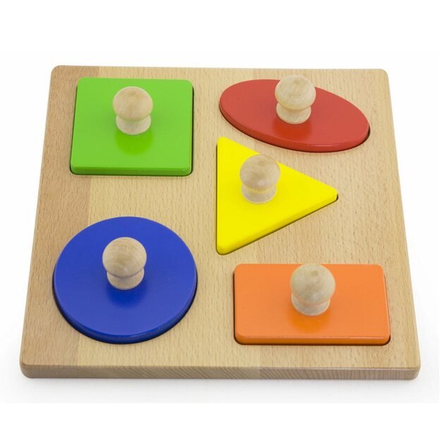 Wooden insertion puzzle stamps Viga Shapes
