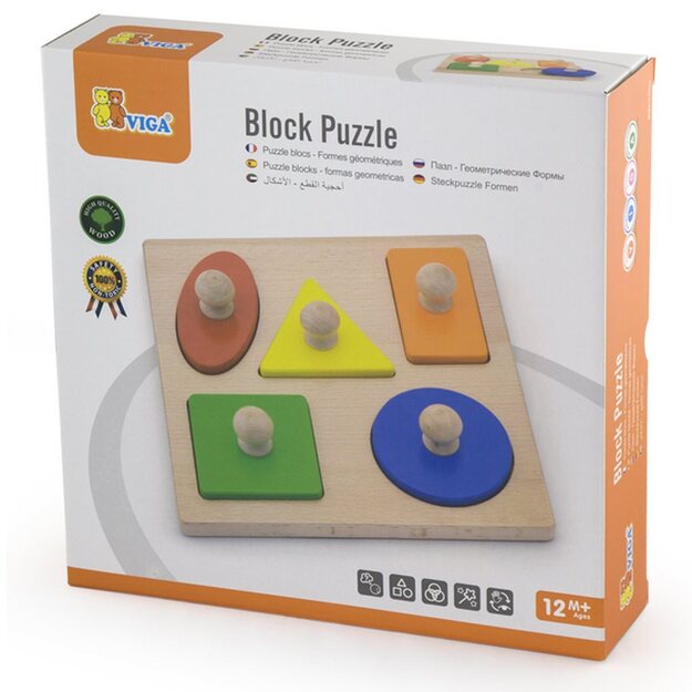 Wooden insertion puzzle stamps Viga Shapes