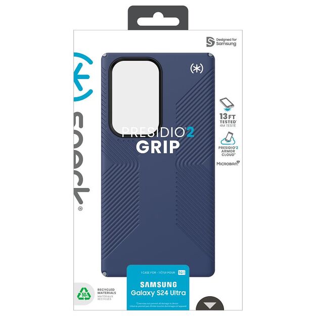 „Speck Presidio2 Grip“ – „Samsung Galaxy S24 Ultra“ dėklas (pakrantės mėlyna / dulkių pilka) 4