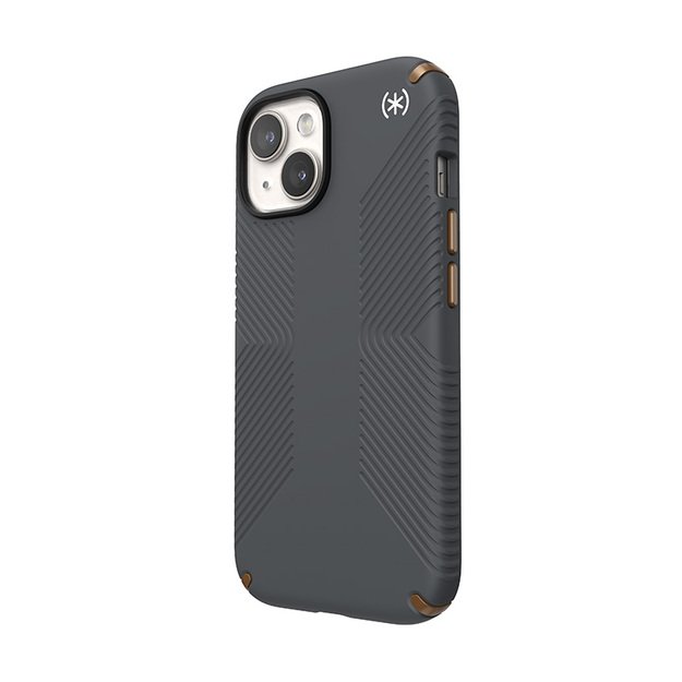 „Speck Presidio2 Grip“ dėklas, skirtas „iPhone 16e“ / „iPhone 15“ / „iPhone 14“ / „iPhone 13“ (mėlynai pilkas / šaltai bronzinis / baltas) 10