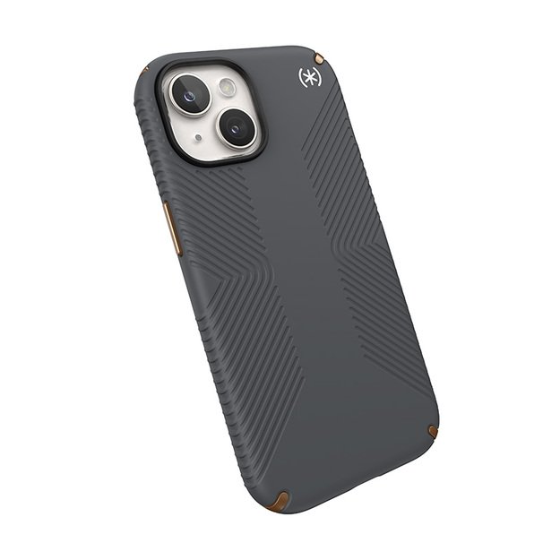 „Speck Presidio2 Grip“ dėklas, skirtas „iPhone 16e“ / „iPhone 15“ / „iPhone 14“ / „iPhone 13“ (mėlynai pilkas / šaltai bronzinis / baltas) 9