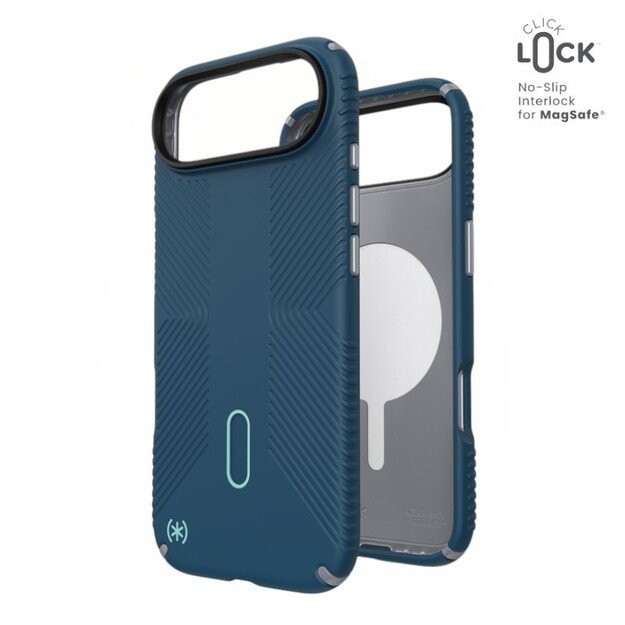 „Speck Presidio2 Grip ClickLock & MagSafe“ dėklas „iPhone 17 Air“ (gilios jūros / sidabro metalo / rašybos mėlynumo) 5