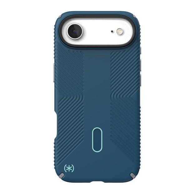 „Speck Presidio2 Grip ClickLock & MagSafe“ dėklas „iPhone 17 Air“ (gilios jūros / sidabro metalo / rašybos mėlynumo) 6