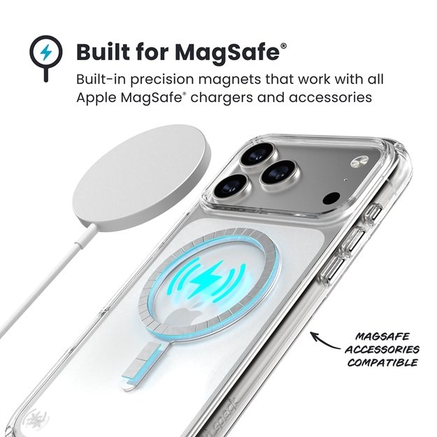 „Speck Presidio Perfect Clear MagSafe“ dėklas iPhone 17 Pro Max (skaidrus / sidabrinis) 21