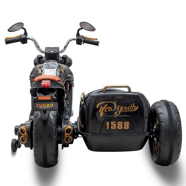 Elektrinis motociklas su priekaba „SideCar Baby Mix“ juodas 1