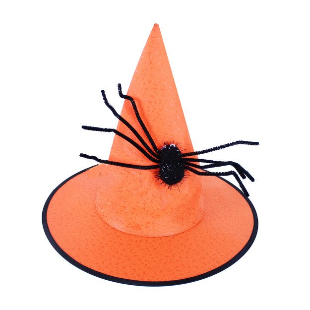 Witch orange hat with spider for adults