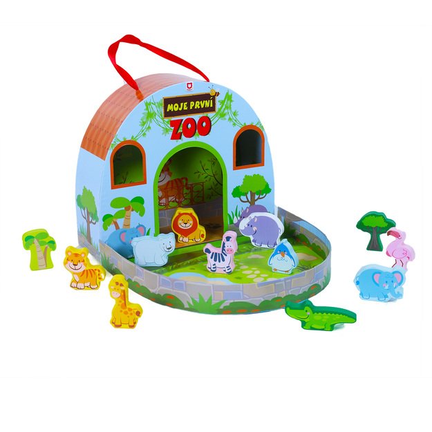 ZOO Wooden figurines in briefcase