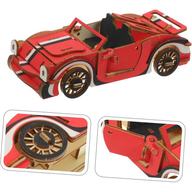 Woodcraft 3D dėlionė Raudonas kabrioletas 3