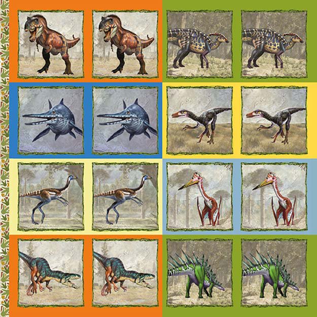 Atminties žaidimas dinozaurų pratybų knygoje 2