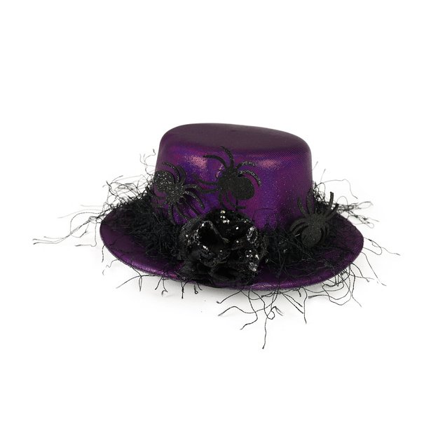 Mini violetinė kepurė su voratinkliu suaugusiems