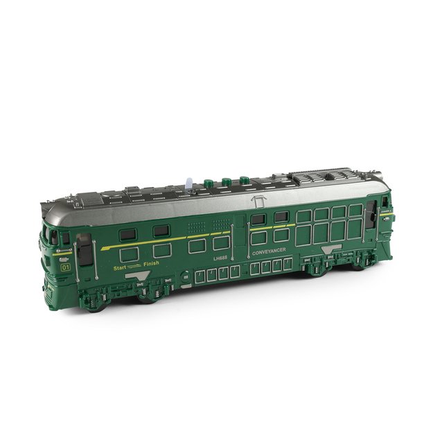 Green locomotive with sound and light