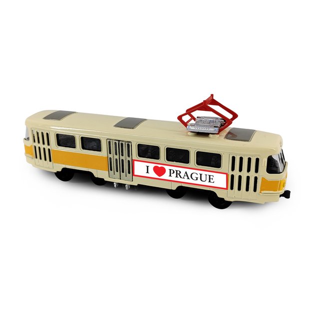 Metalinis čekiškas retro tramvajus geltonas 16 cm PRAHOS 3