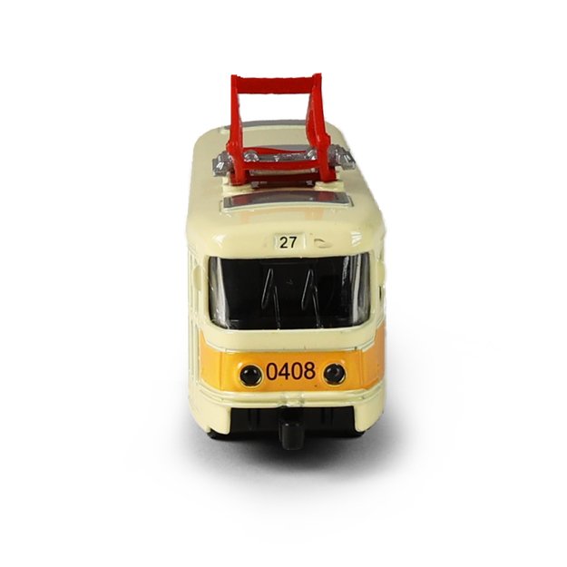 Metalinis čekiškas retro tramvajus geltonas 16 cm PRAHOS 5