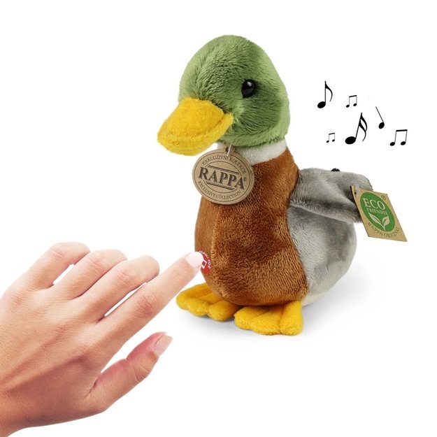 Rappa - pliušinis realistiškas žaislas-antienė su garsu, 22 cm, ekologiškas 1