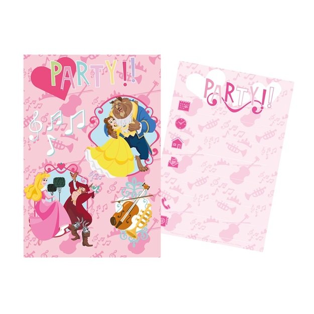 Disney princesės vakarėlio rinkinys 5 kvietimai 5 vokai