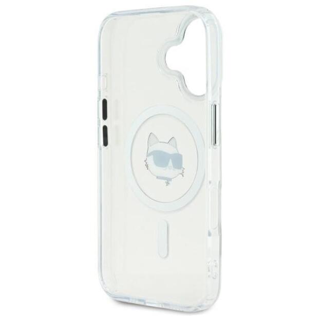 „Karl Lagerfeld IML Metal Choupette Head MagSafe“ dėklas, skirtas „iPhone 16“ (baltas) 15