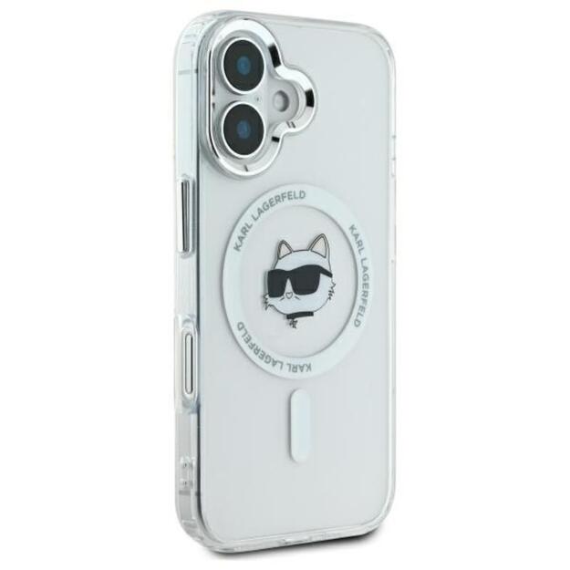 „Karl Lagerfeld IML Metal Choupette Head MagSafe“ dėklas, skirtas „iPhone 16“ (baltas) 12