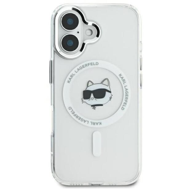 „Karl Lagerfeld IML Metal Choupette Head MagSafe“ dėklas, skirtas „iPhone 16“ (baltas) 11