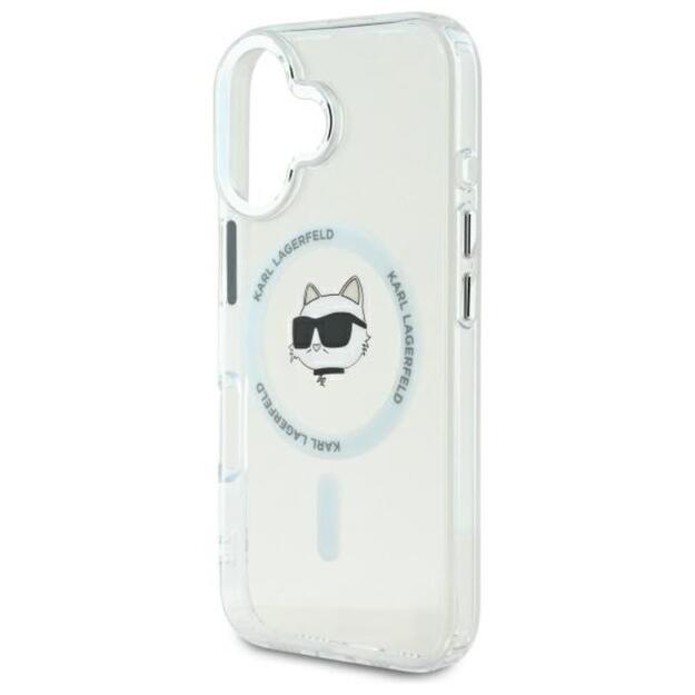„Karl Lagerfeld IML Metal Choupette Head MagSafe“ dėklas, skirtas „iPhone 16“ (baltas) 6