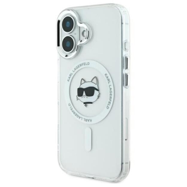 „Karl Lagerfeld IML Metal Choupette Head MagSafe“ dėklas, skirtas „iPhone 16“ (baltas) 2