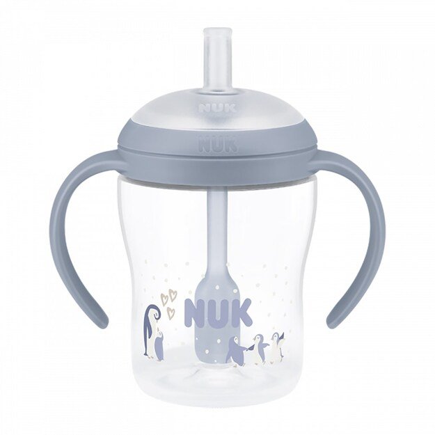 NUK Perfect Match lavinamasis buteliukas su šiaudeliu PINGVINAS 150 ml