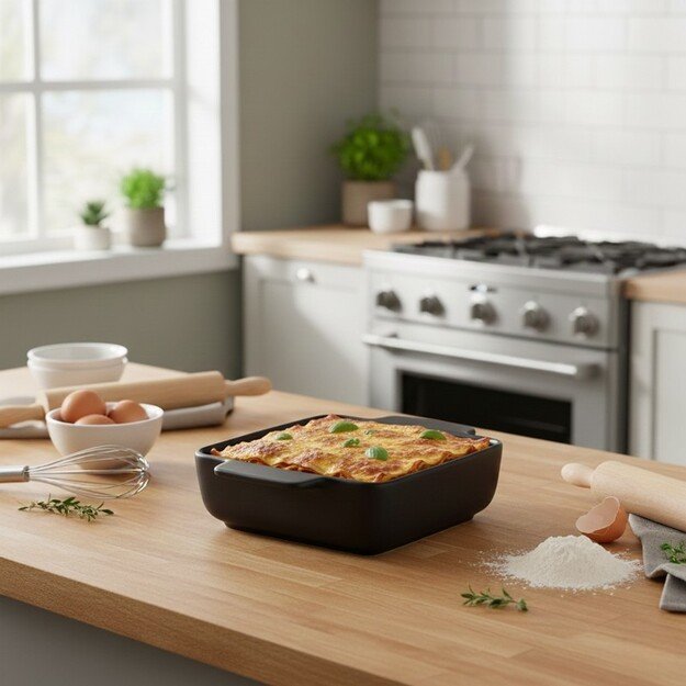 Alpina - Keraminis kvadratinis karščiui atsparus indas 21x15,8x5,8 cm (juodas) 3