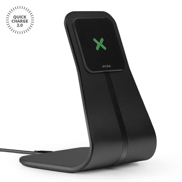 XVIDA greito įkrovimo stalinis stovas – indukcinis įkroviklis, skirtas Samsung Quick Charge 2.0 (juodas) 15