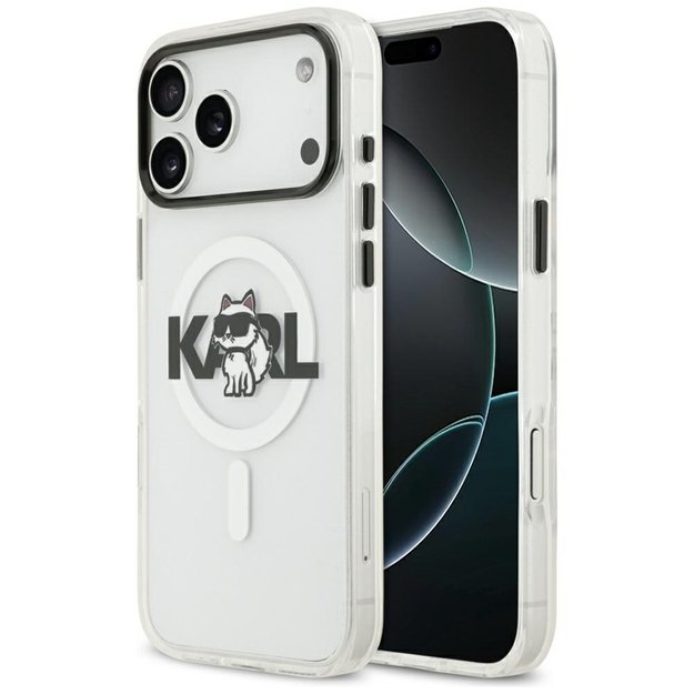 Karl Lagerfeld IML Choupette Sketch Logo MagSafe dėklas, skirtas iPhone 17 Pro Max (skaidrus) 1