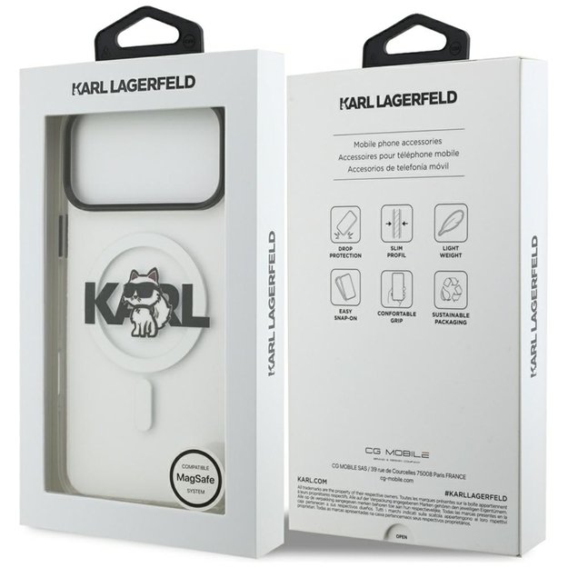 Karl Lagerfeld IML Choupette Sketch Logo MagSafe dėklas, skirtas iPhone 17 Pro Max (skaidrus) 8