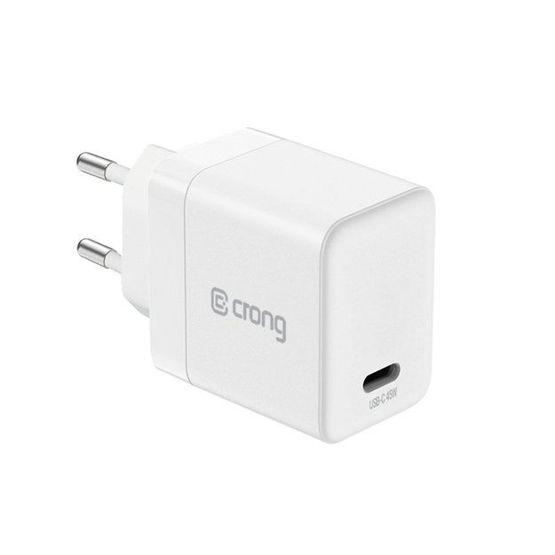 „Crong Ultra Compact GaN“ – USB-C 45 W PD 3.0 sieninis įkroviklis su PPS (baltas) 3