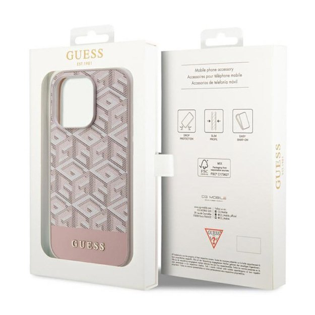 „Guess GCube Stripes MagSafe“ dėklas, skirtas „iPhone 14 Pro“ (rožinis) 8