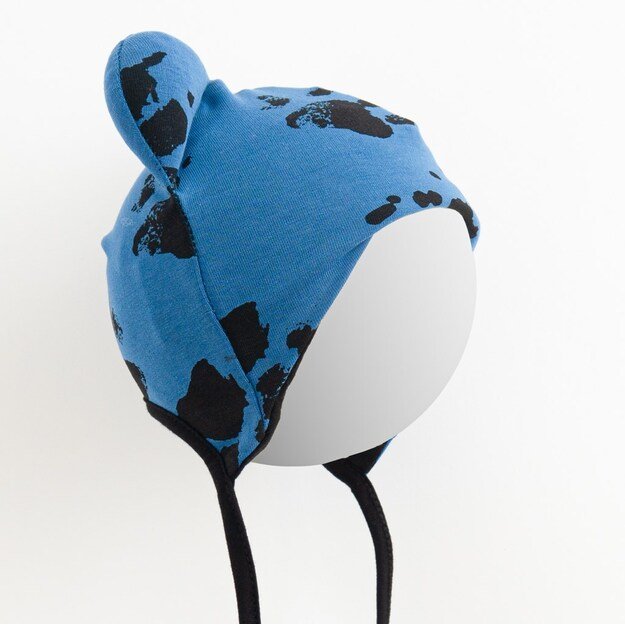 Baby cotton cap with ears New Baby paw blue, size 56 (0-3m), 56 (0-3m) 1