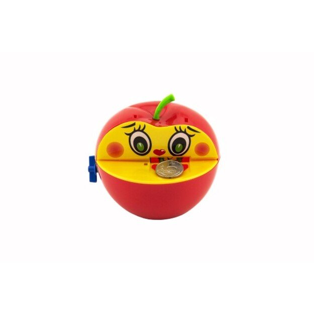 Apple money box with plastic worm