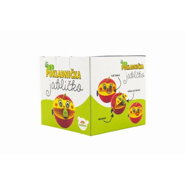Apple money box with plastic worm